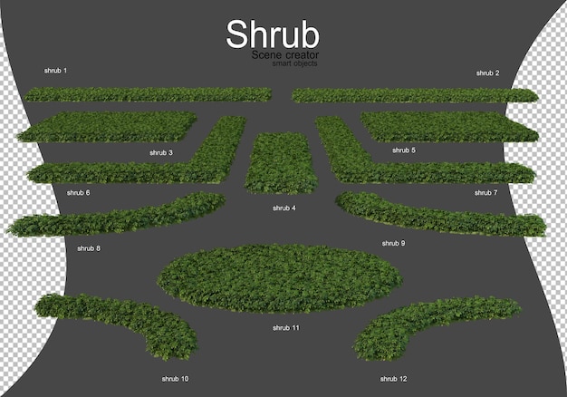 A wide variety of shrubs and flowers are arranged neatly in many forms