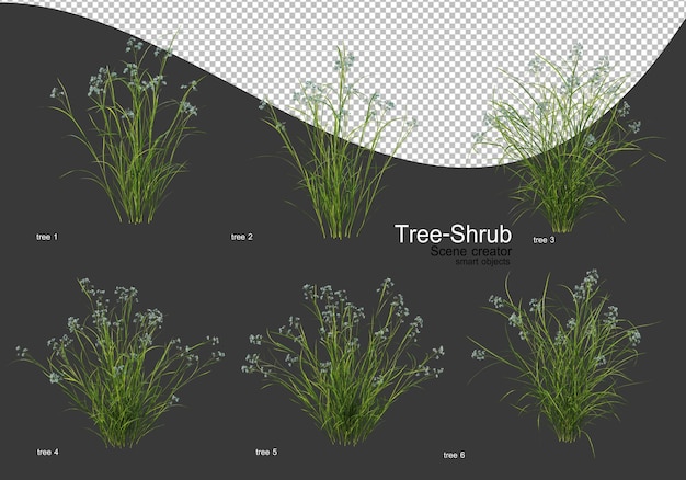 PSD wide variety of trees and shrubs rendering