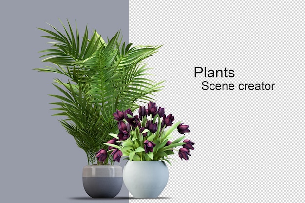 PSD wide variety of trees and shrubs rendering