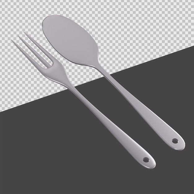 PSD widelec i łyżka 3d ilustracje kuchenne