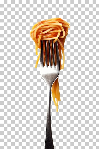 Widelec ze spaghetti na przezroczystym tle png psd