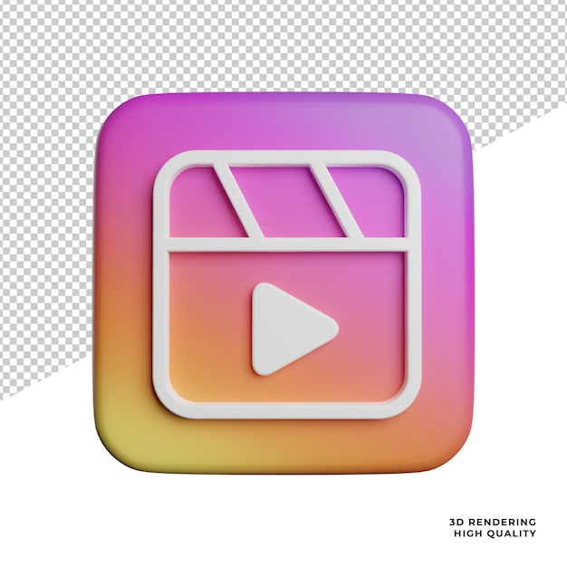 Wideo Reels Post Social Media widok z przodu ikona 3d renderowania ilustracji na przezroczystym tle