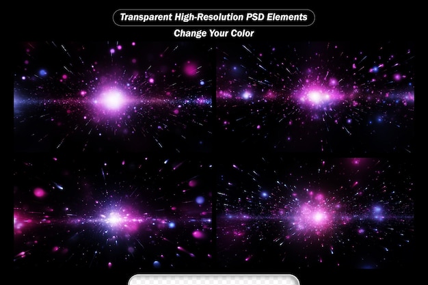 PSD widescreen futuristic technology illustration in front of outer space transparent background set