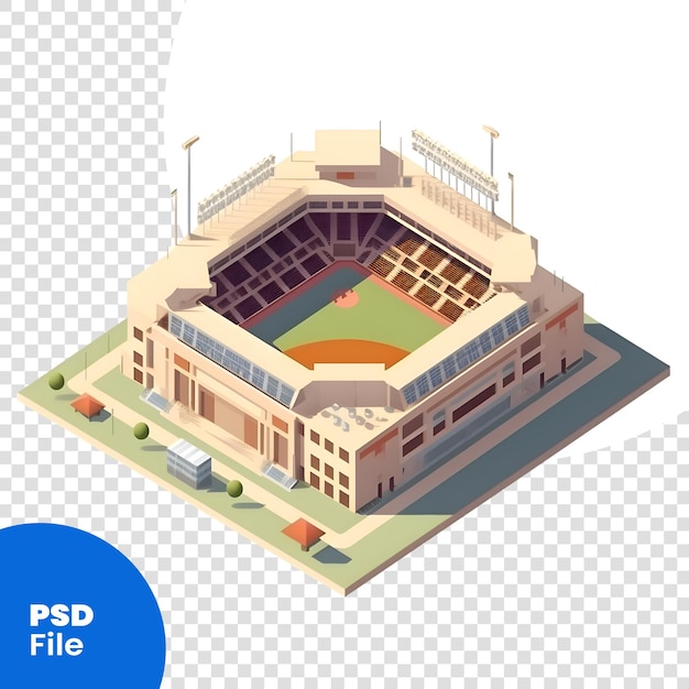 PSD widok izometryczny stadionu baseballowego 3d wektorowa ilustracja izometryczna szablon psd