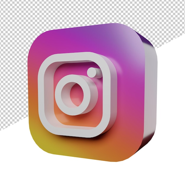Widok Z Boku Logo Instagram 3d Renderowania Ilustracja Ikona Kwadrat Zaokrąglone Przezroczyste Tło