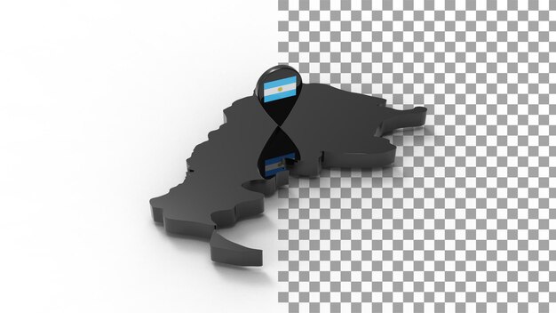 PSD widok z boku mapy argentyny renderowania 3d