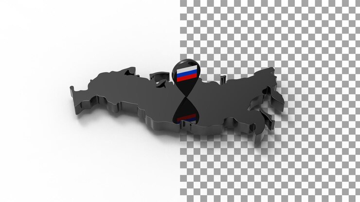 PSD widok z boku mapy rosji renderowania 3d