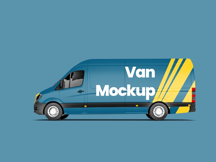 PSD widok z boku na van mockup