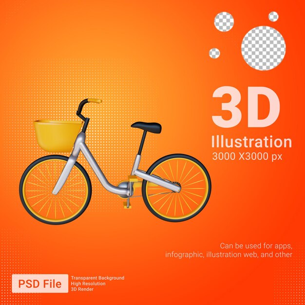 Widok z boku roweru 3d