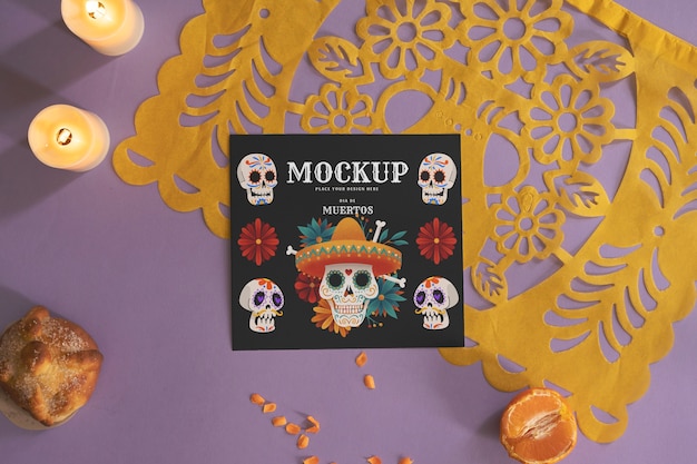 Widok Z Góry Elementów Dia De Los Muertos