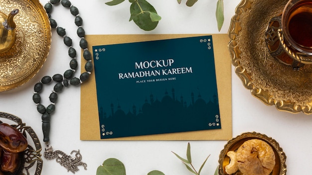 Widok z góry makieta ramadan kareem