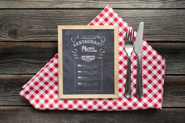 Widok z góry makiety koncepcji menu żywności