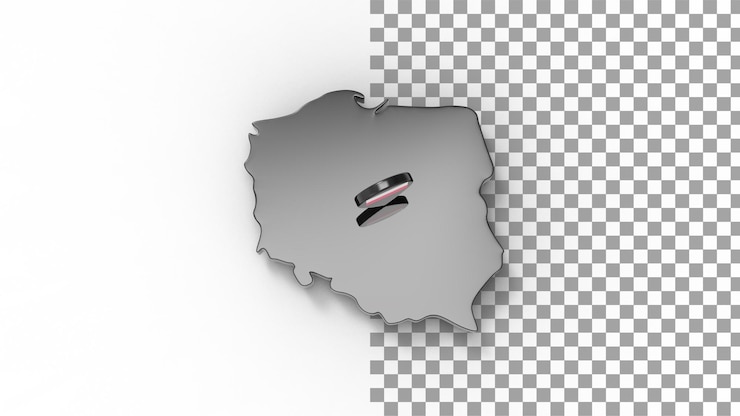 PSD widok z góry na mapę polski renderowania 3d