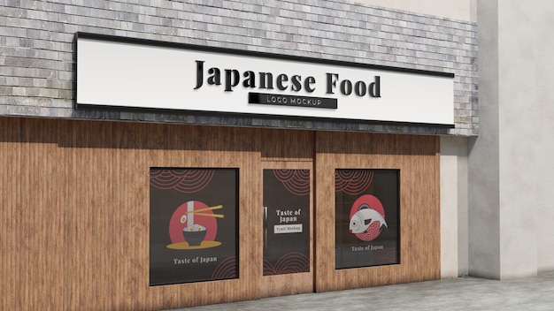 PSD widok z przodu japońskiej restauracji z jedzeniem