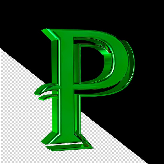 PSD widok zielonego symbolu z lewej litery p