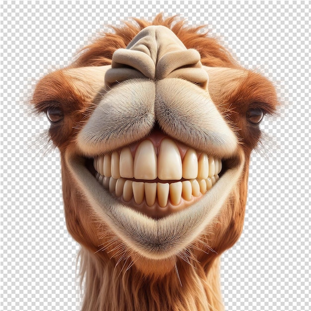 PSD wielbłąd z uśmiechem, który pokazuje zęby