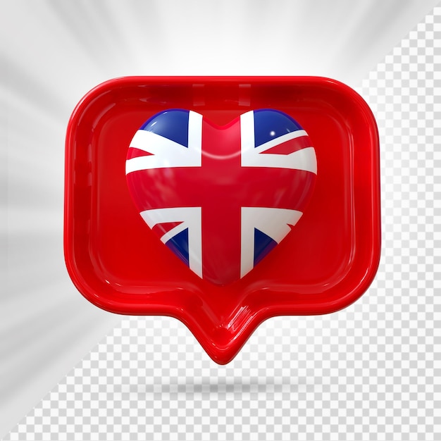 Wielka Brytania Flaga Serca 3d