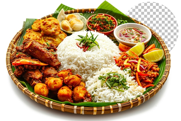PSD wielki talerz ryżu z bangladeszu pyszne danie z kuchni bangladeszu na przezroczystym tle