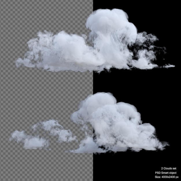 Wielkie chmury na białym tle renderowania 3d