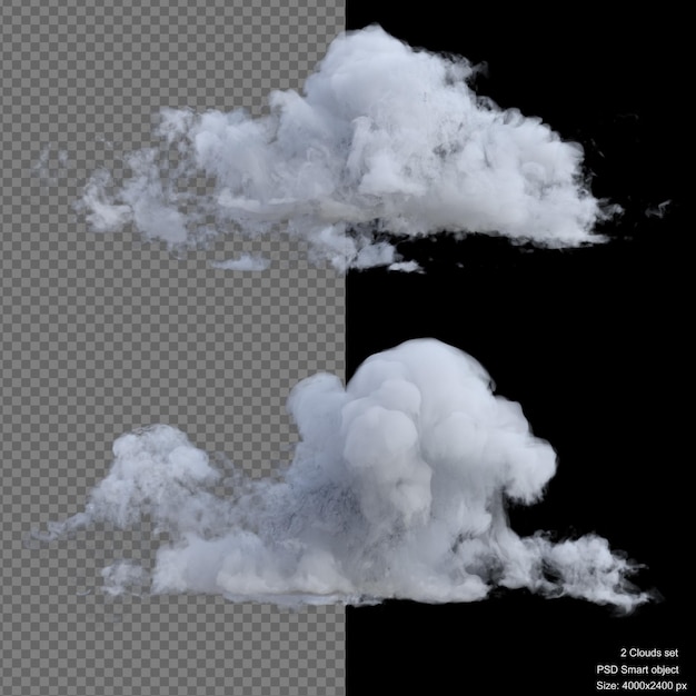 Wielkie chmury na białym tle renderowania 3d