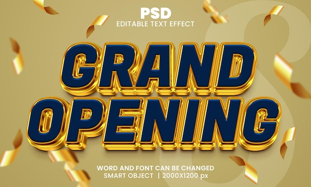 Wielkie Otwarcie 3d Edytowalny Efekt Tekstowy Premium Psd Z Tłem
