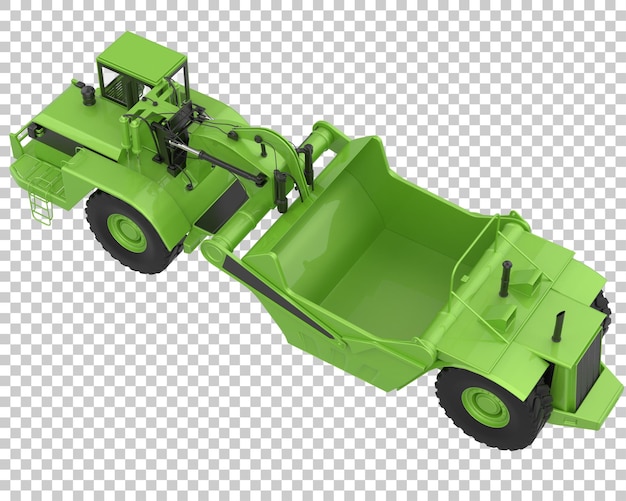 Wieltrekker schraper op transparante achtergrond 3D-rendering illustratie