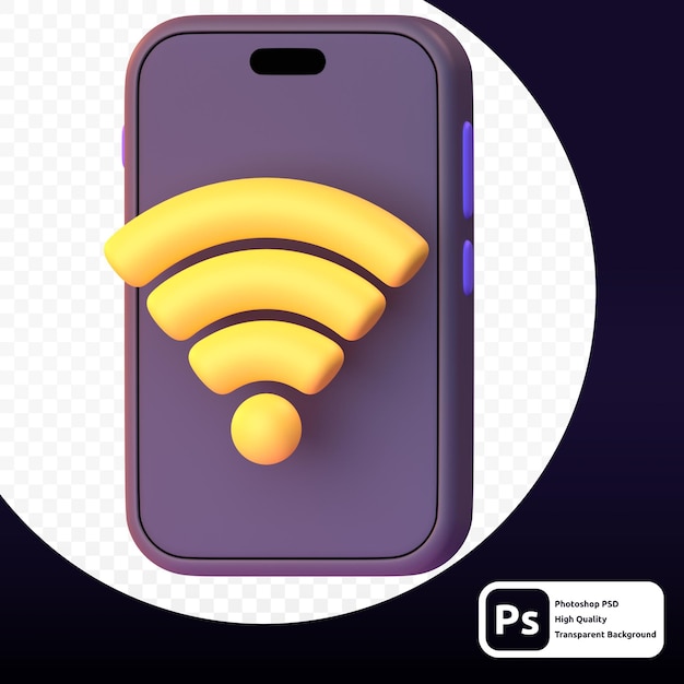 PSD wifi in 3d render for graphic asset web or presentation