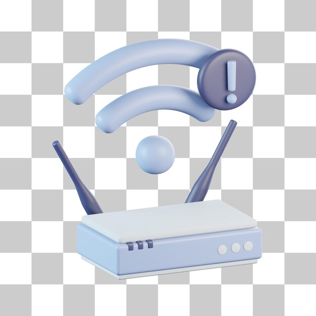 PSD wifi alert exclamation 3d icon
