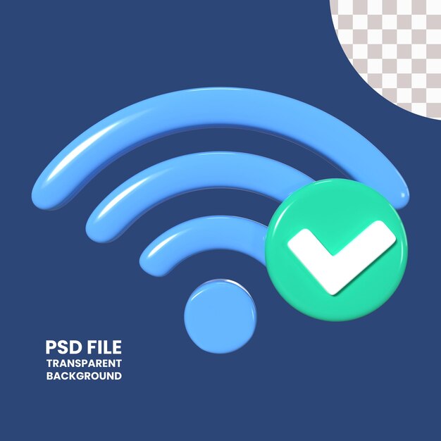 Икона 3d-иллюстрации подключенного wi-fi