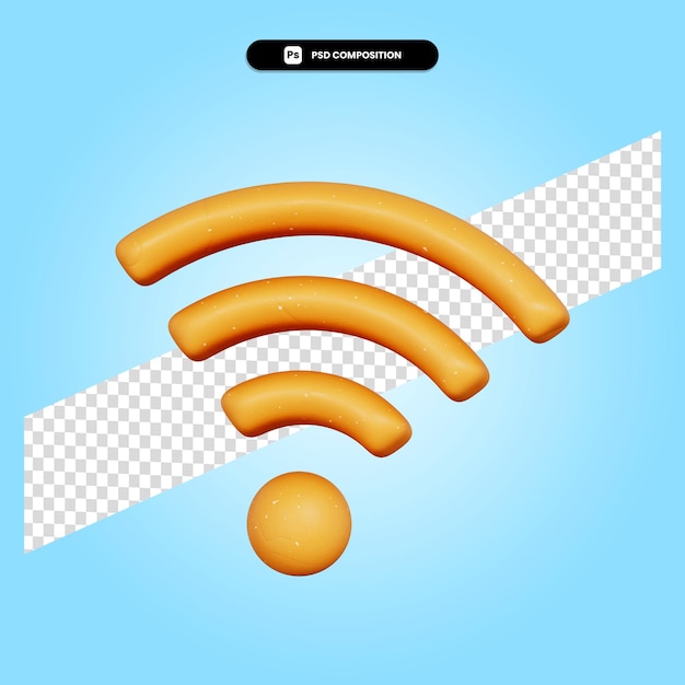 Connessione wi-fi 3d render illustrazione isolata