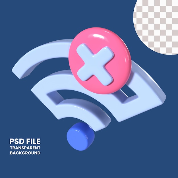 PSD wi-fi が切断された 3d イラストのアイコン