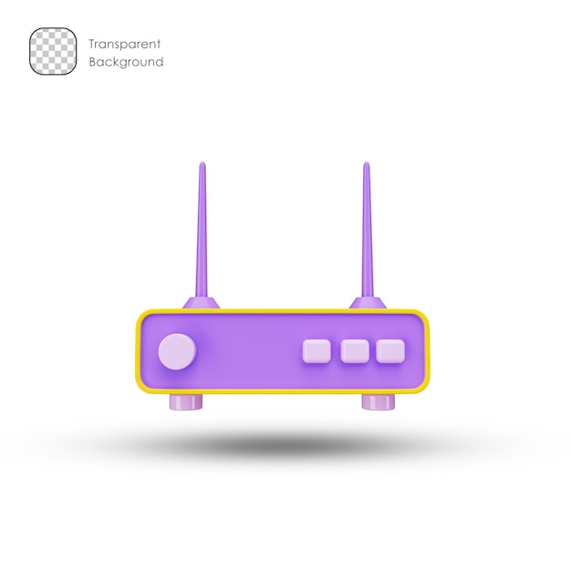 Wifi Router 3d icon and symbol in white background. Modern and minimalistic design