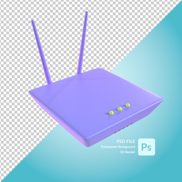 Rendering dell'illustrazione 3d del router wifi