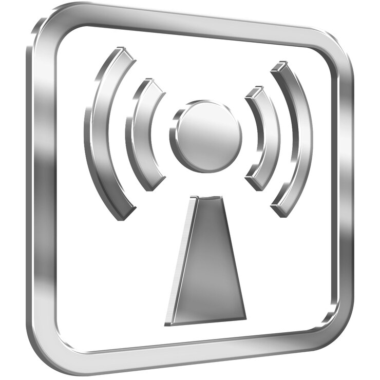 PSD wifi signal 3d icon with silver metallic effect