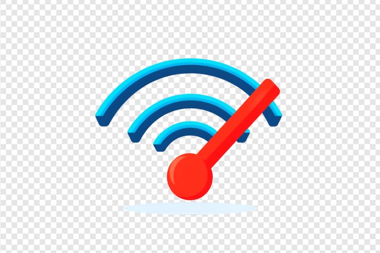 PSD wifi signal strength icon with speedometer isolated on a transparent background