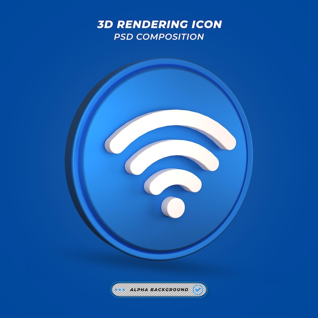 Wifi-symboolpictogram in 3D-rendering
