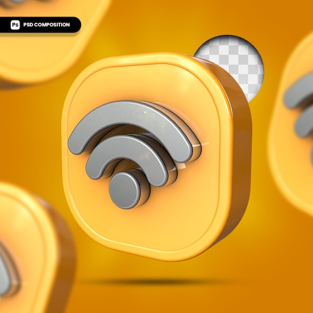 PSD wifi wireless network symbol in 3d rendering design