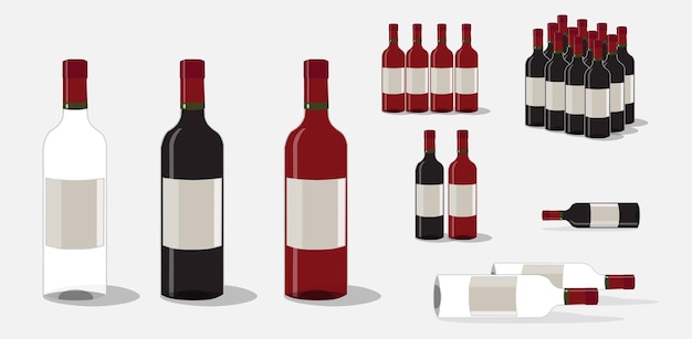 Wijnflessen Vector Set