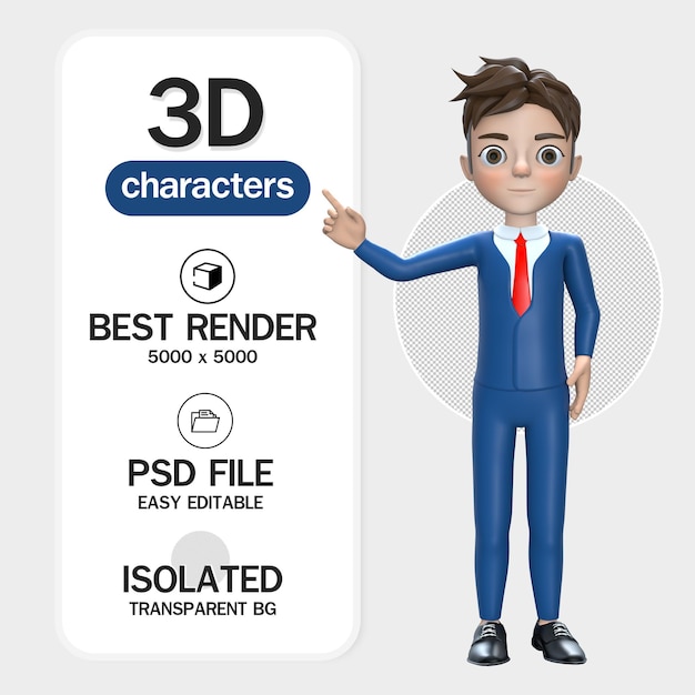 Wijzend gebaar zakenman 3d-rendering