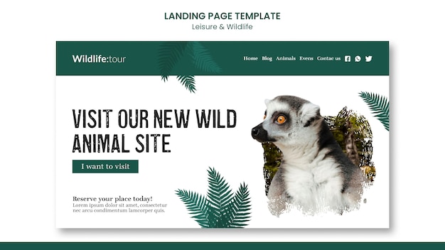 Wild animals landing page template