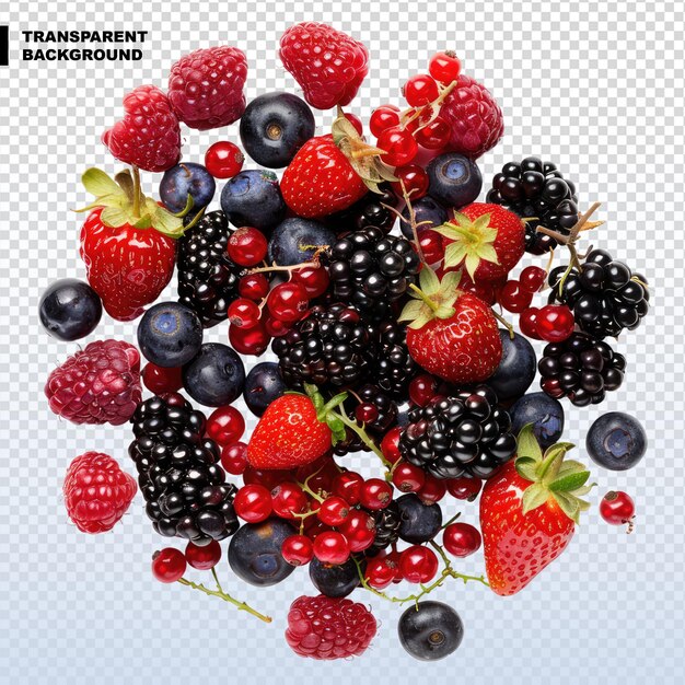 PSD wild berries mix isolated on transparent background