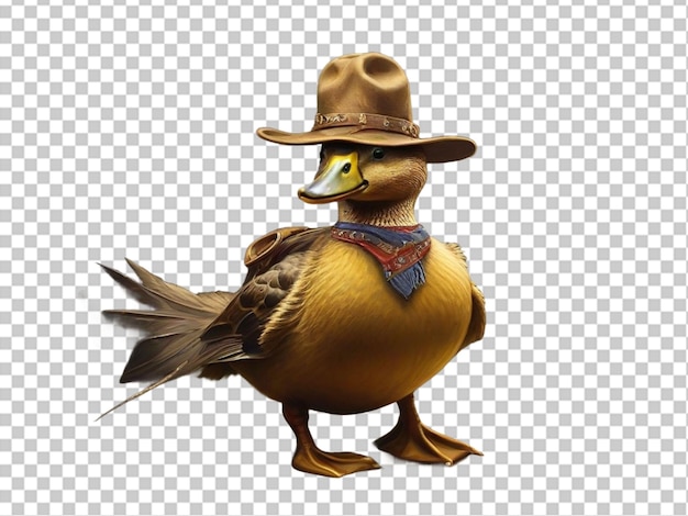 PSD wild duck wearing cowboy hat