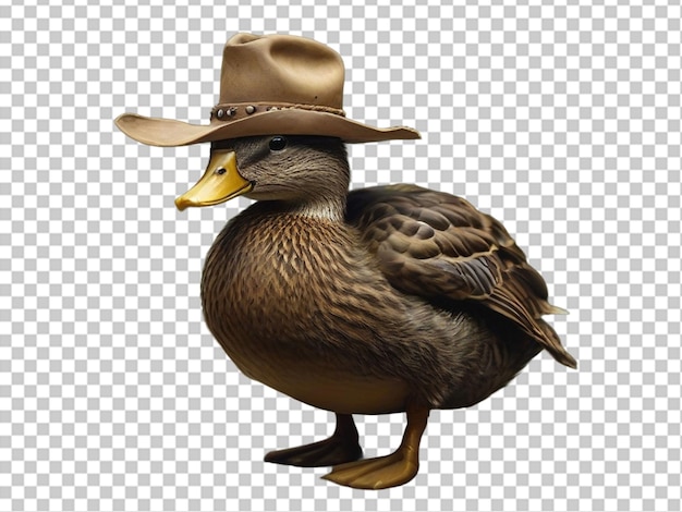 PSD wild duck wearing cowboy hat