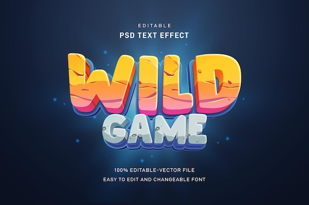 PSD modello di effetto di testo di gioco selvaggio