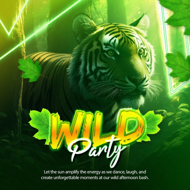 PSD wild party social media poster template psd