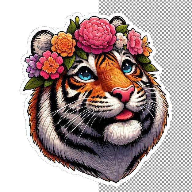PSD Наклейка на лицо дикого воина свирепого тигра