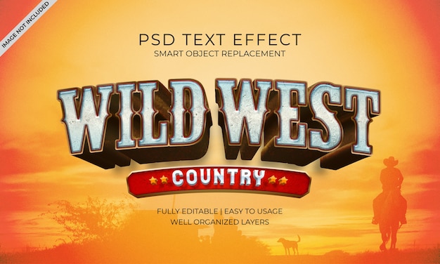 PSD effetto testo wild west country