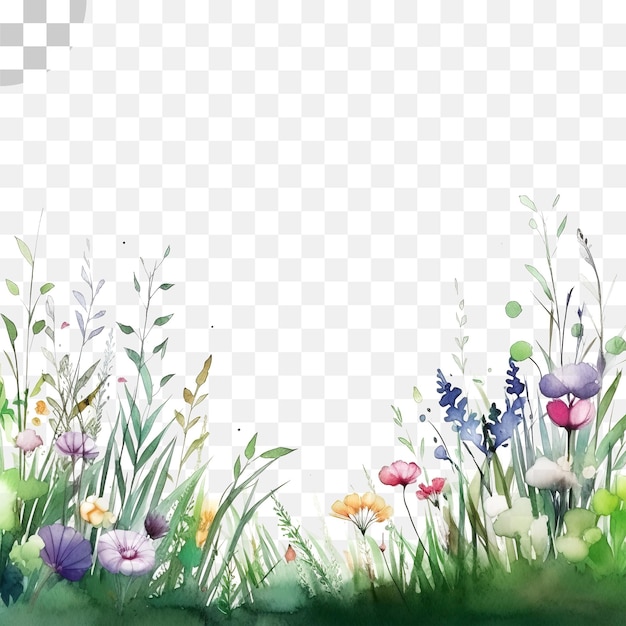 PSD wilde bloemen aquarel transparante achtergrond