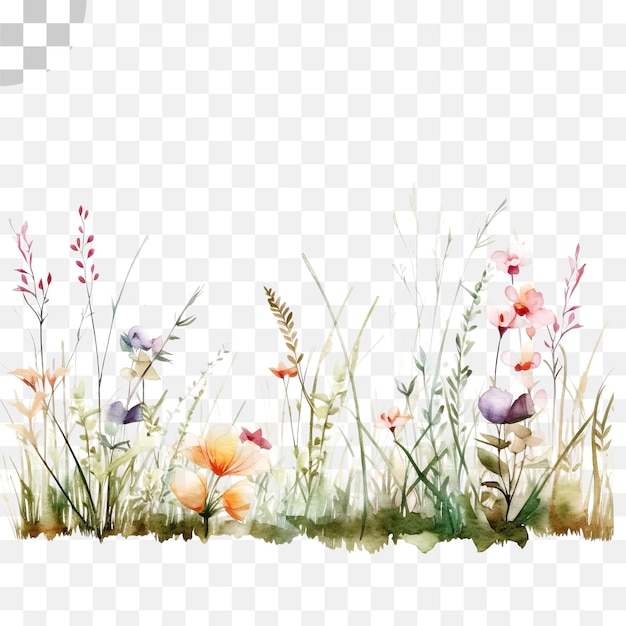 Wilde bloemen aquarel transparante achtergrond