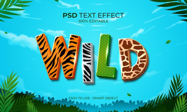 PSD wilde dieren tekst effect